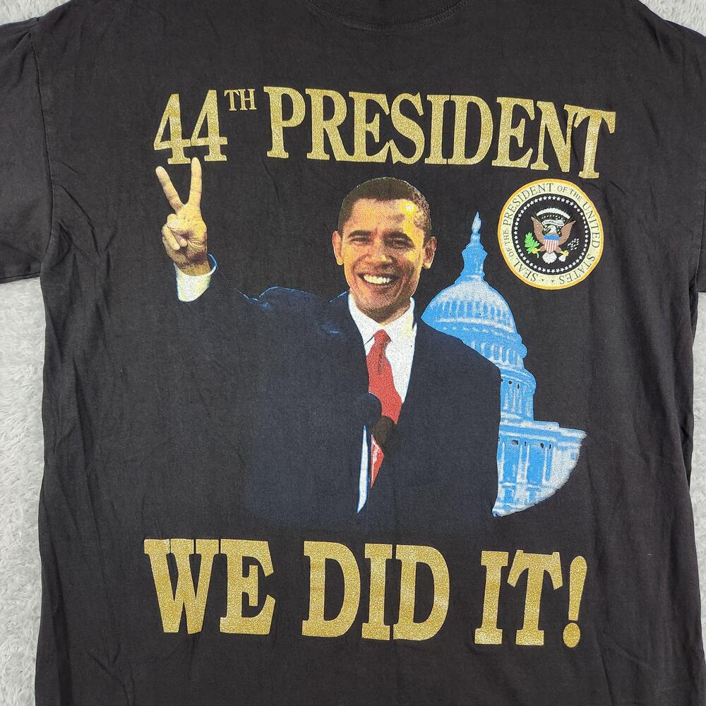 Vintage Barack Obama Shirt Mens 2XL Black Graphic Logo Harlem USA Y2k President